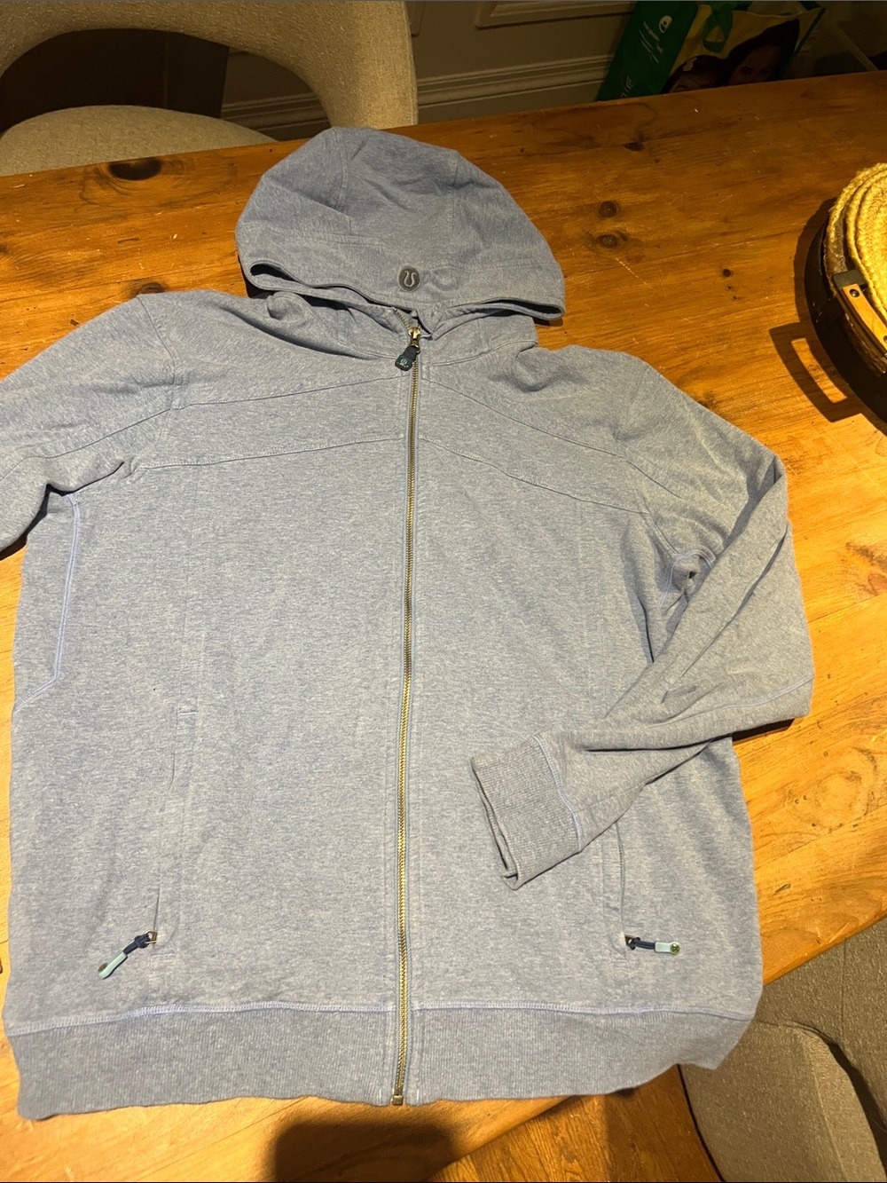 lululemon athletica Men's Light Heather Blue Hooded Zip Jacket